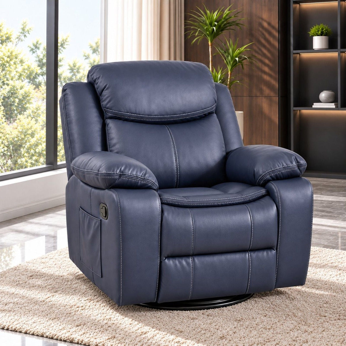 Rocker Recliner Chair With Manual Recline And 360° Swivel Base Home Essentials