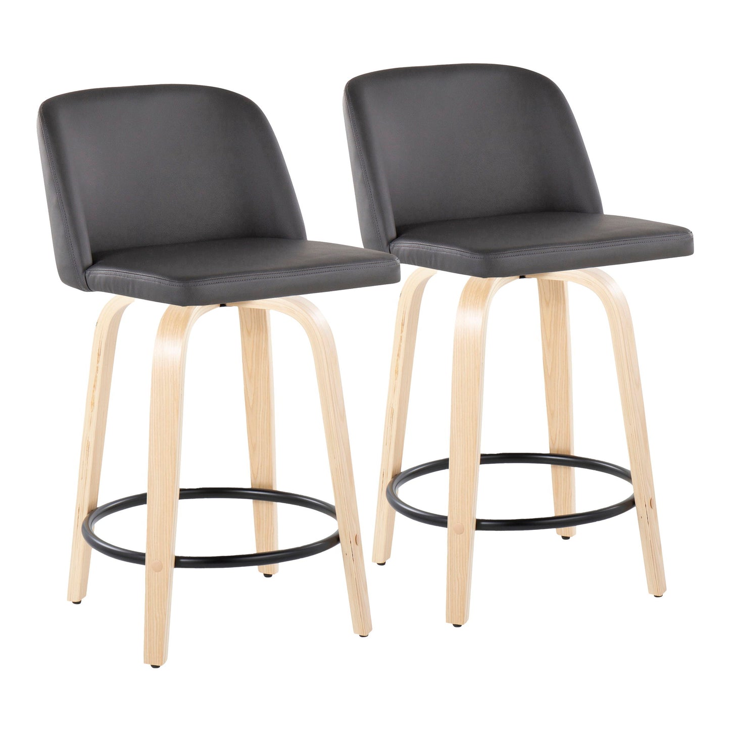Toriano - Contemporary, Fixed Height Counter Stool With Swivel And Round Footrest (Set of 2) Lumi Source