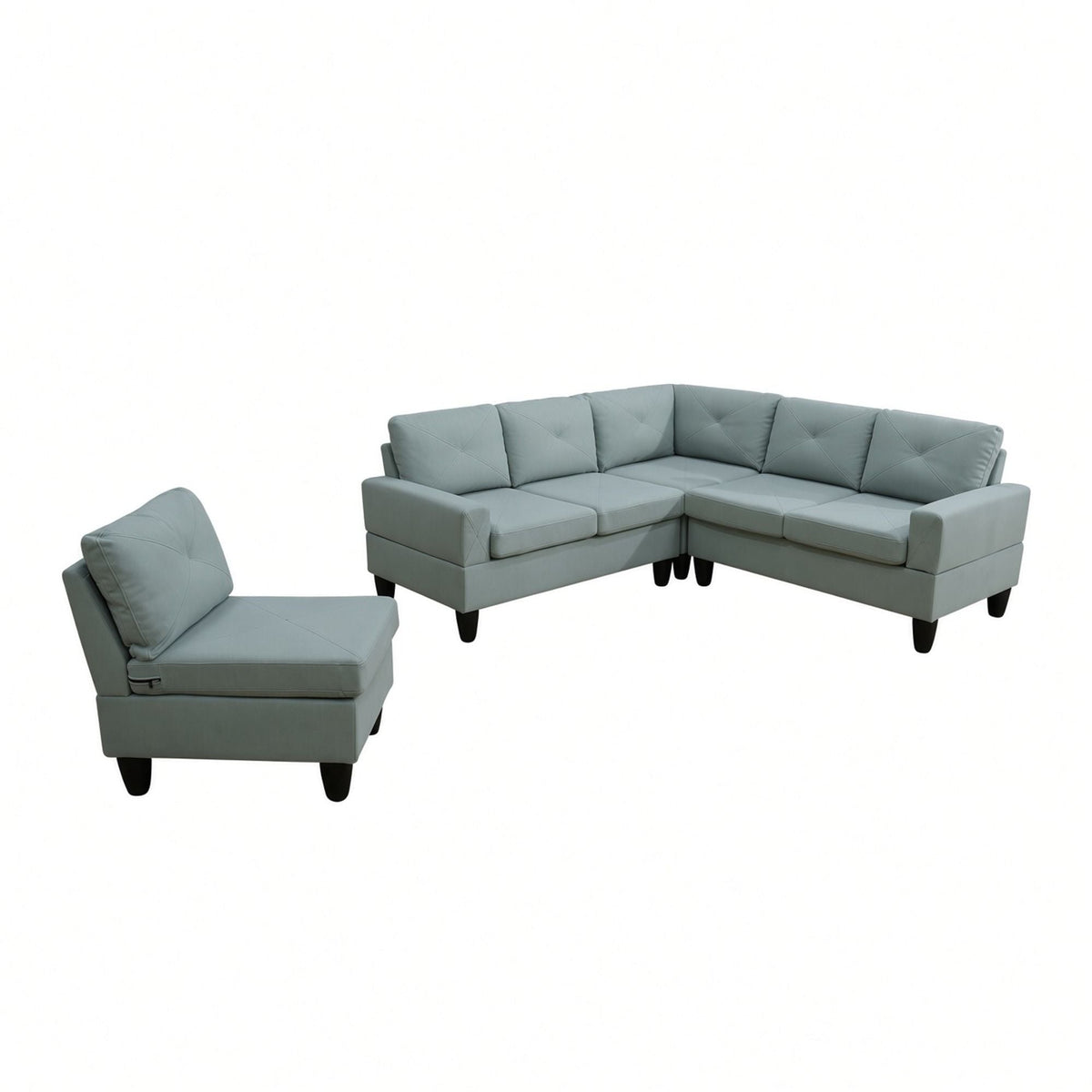 Modular L - Shaped Sectional Sofa 6 Seater 4 Piece, Couch With Chaise - Green Home Essentials