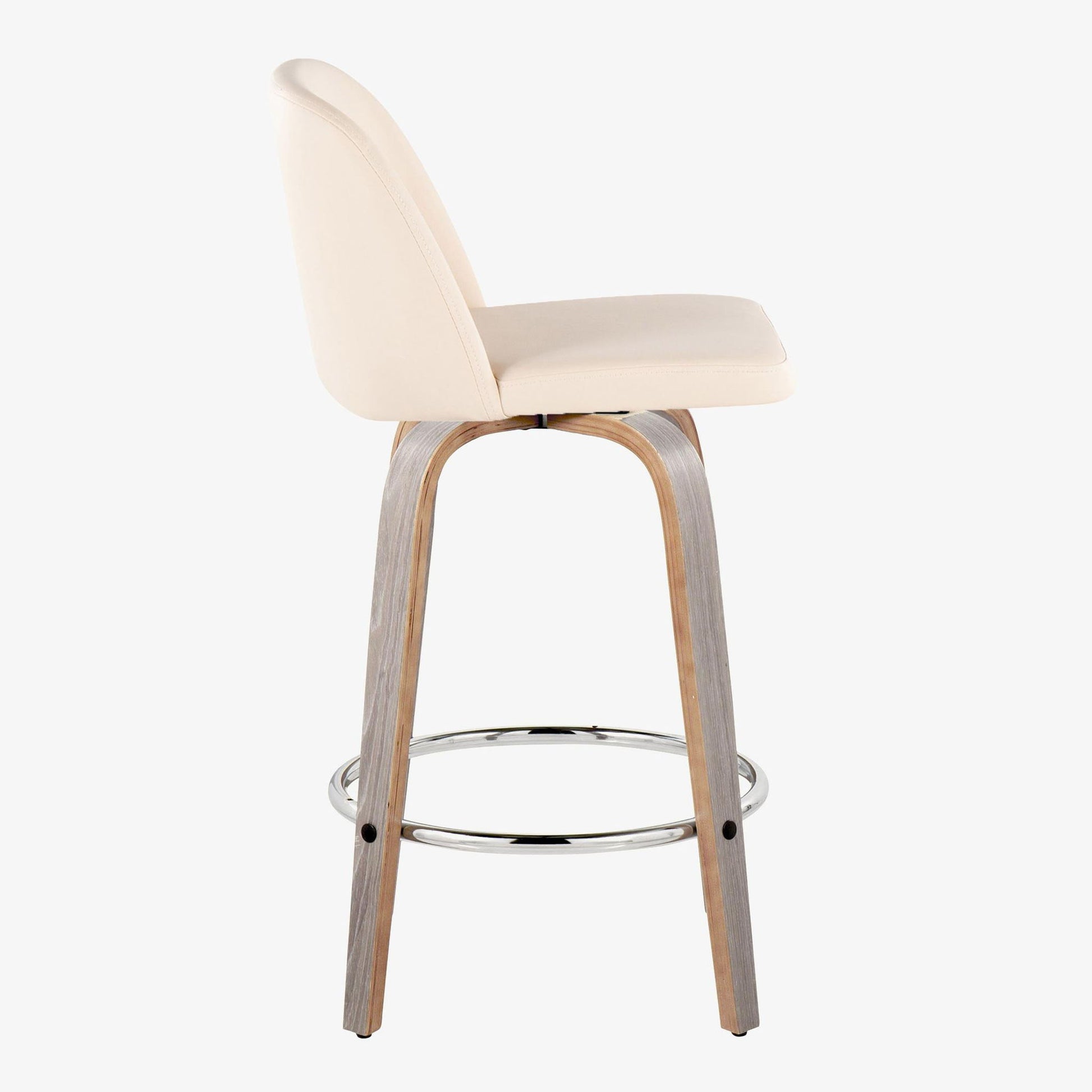 Toriano - Contemporary Fixed Height Counter Stool With Swivel & Round Footrest Modern Design (Set of 2) Lumi Source