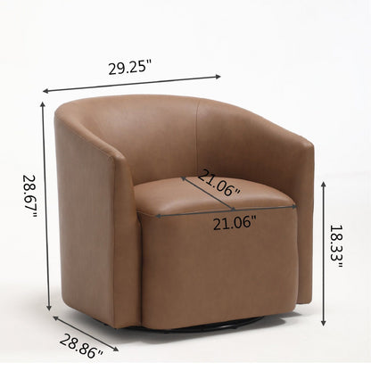 Swivel Barrel Accent Chair For Living Room - Antique Brown Home Essentials