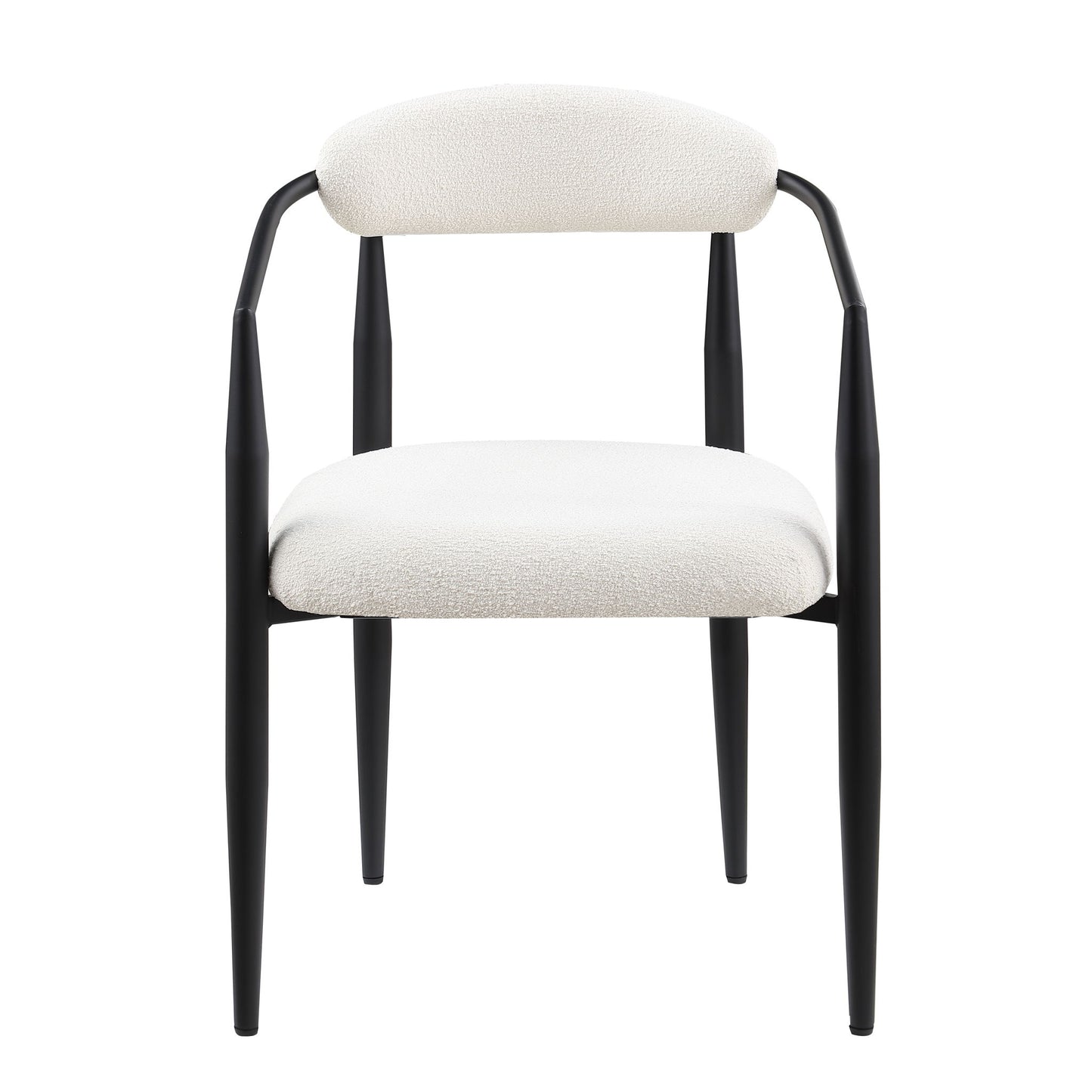 Dining Chairs (Set of 2), Mid-Century Modern Dining Chairs, Kitchen Dining Room Chairs, Round Boucle Backrest Sherpa Dining Chair With Metal Legs Home Essentials