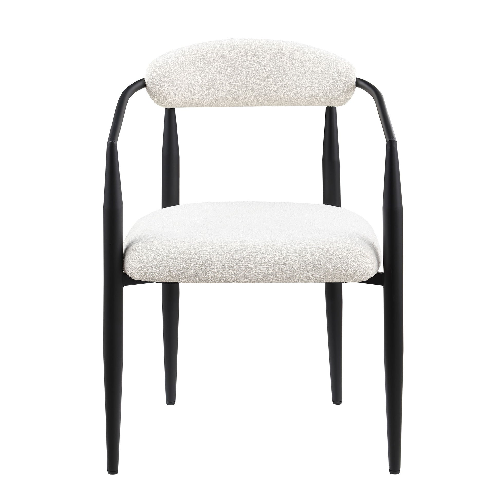 Dining Chairs (Set of 2), Mid-Century Modern Dining Chairs, Kitchen Dining Room Chairs, Round Boucle Backrest Sherpa Dining Chair With Metal Legs Home Essentials