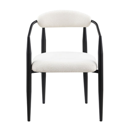 Dining Chairs (Set of 2), Mid-Century Modern Dining Chairs, Kitchen Dining Room Chairs, Round Boucle Backrest Sherpa Dining Chair With Metal Legs Home Essentials