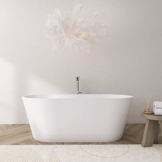 Solid Surface Soaking Freestanding Bathtub For Bathroom - Matte White Daily Nest