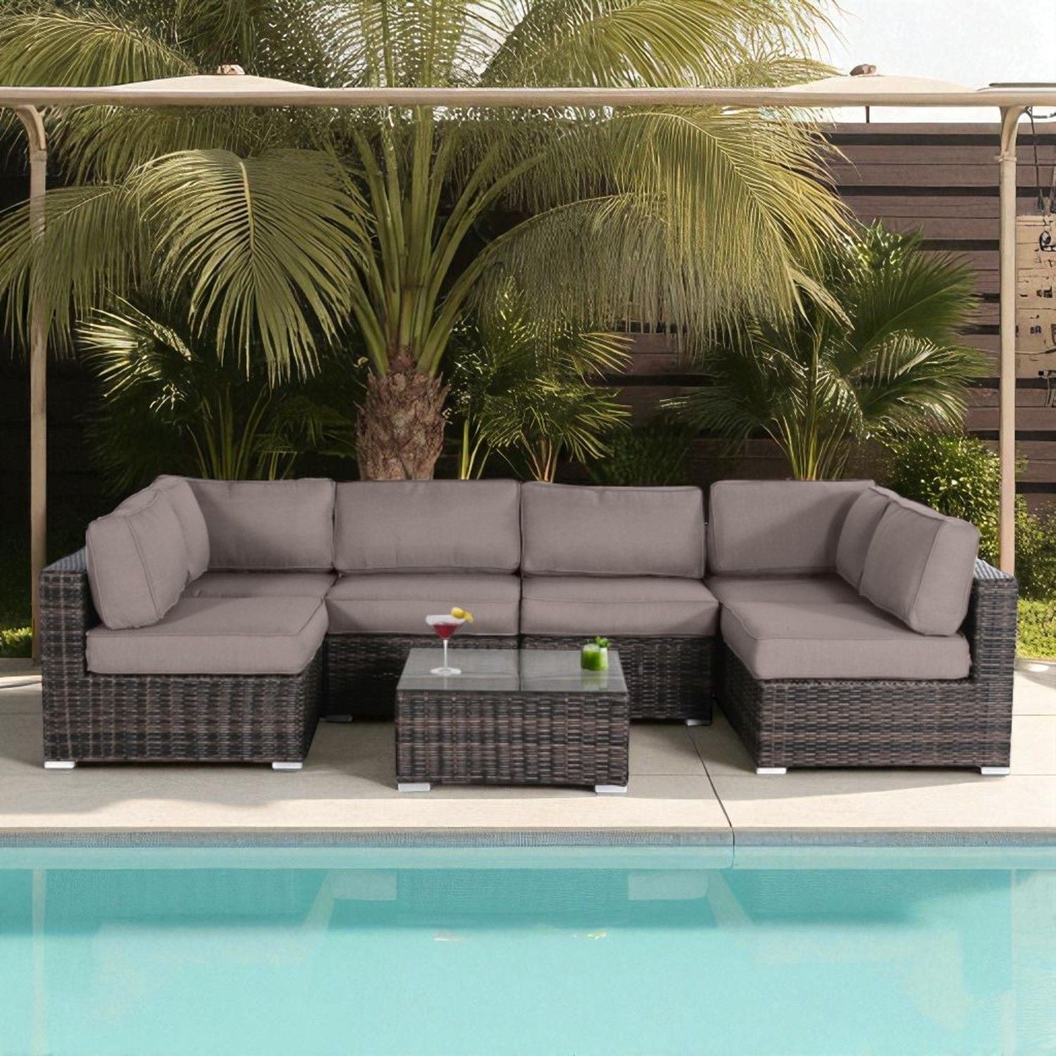 Seating Set With Cushions Handcrafted Wicker Design LSI Patio Furniture