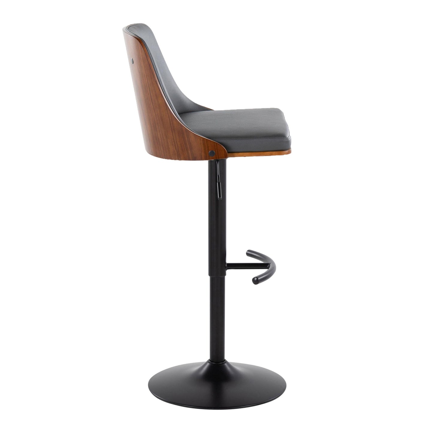 Gianna - Mid Century Modern Adjustable Barstool, Swivel With Rounded T Footrest (Set of 2) Lumi Source