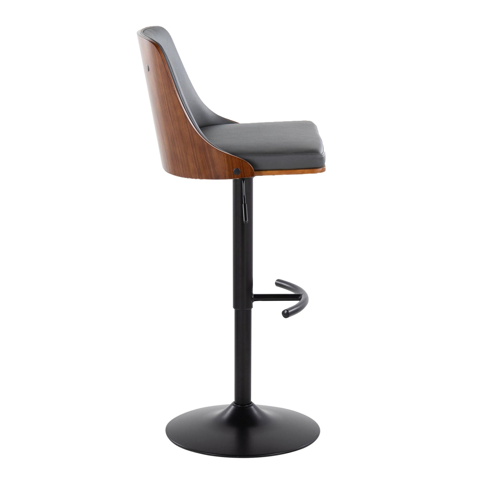 Gianna - Mid Century Modern Adjustable Barstool, Swivel With Rounded T Footrest (Set of 2) Lumi Source