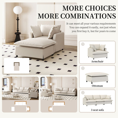 Oversized Chaise Lounge Indoor Single Sofa Bed With Wide Seat, Upholstered Lazy Sleeper Armchair With Movable Ottoman Reading Couch Set Luxe & Co.