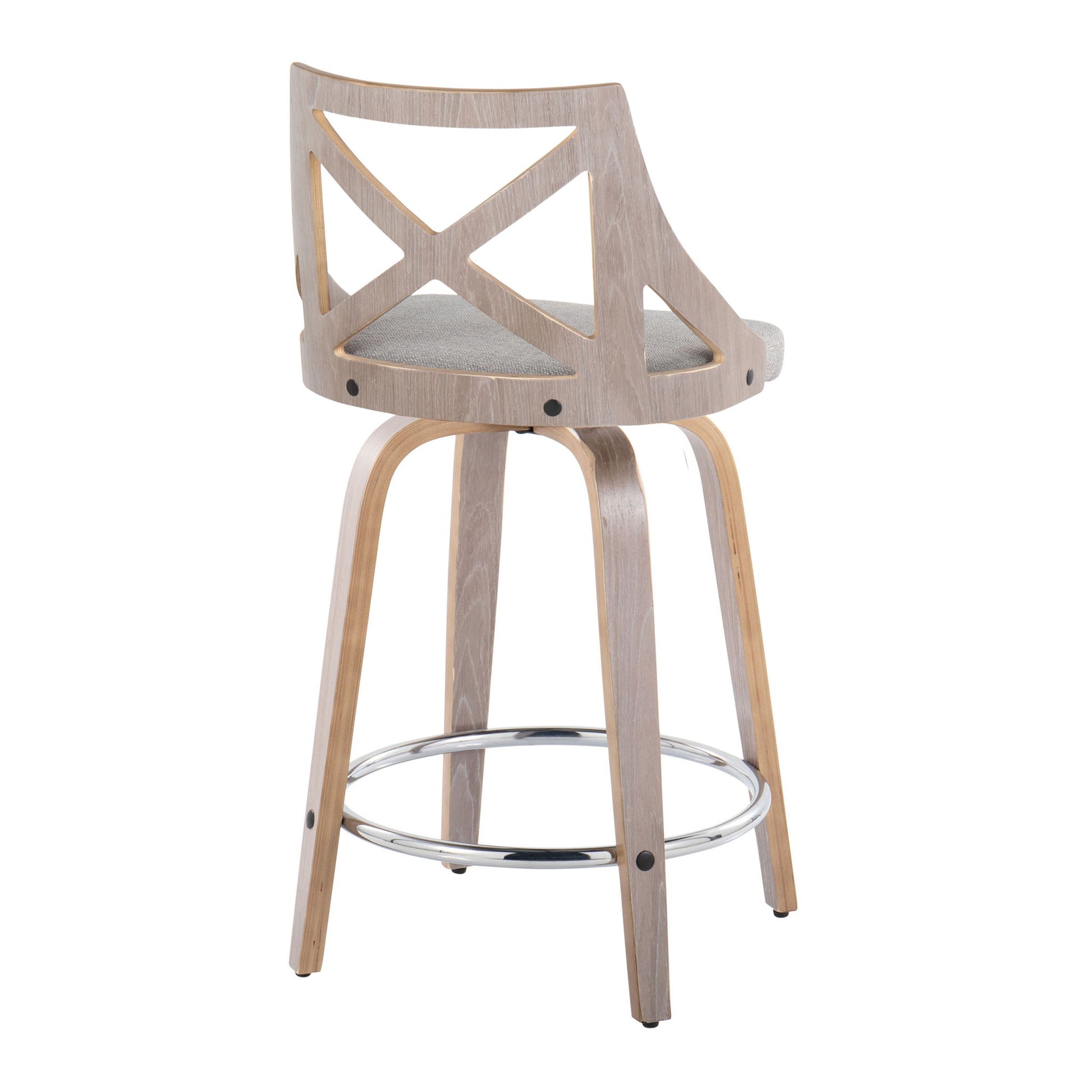 Charlotte - Farmhouse Fixed Height Counter Stool & Swivel With Round Footrest (Set of 2) Lumi Source