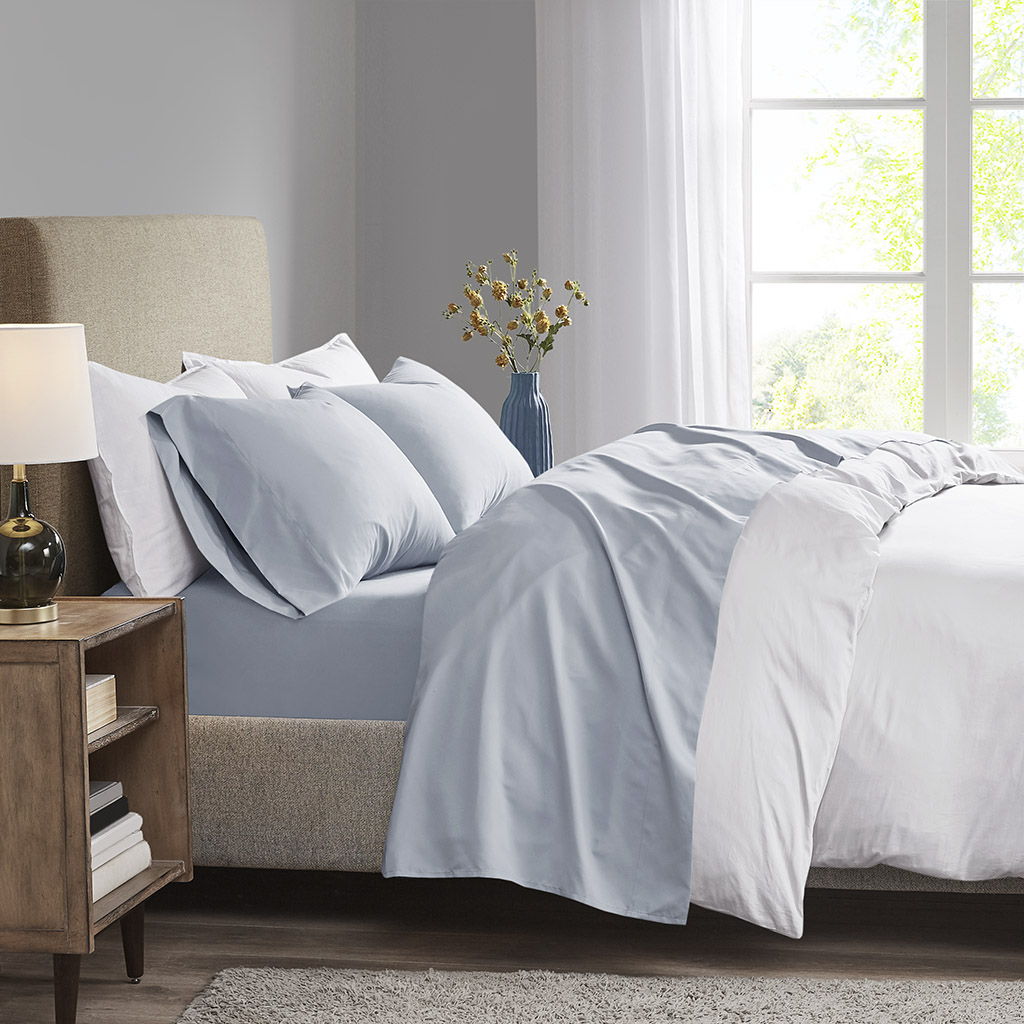 Queen All Season Moisture Wicking Lightweight Sheet Set - Blue Madison Park