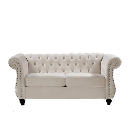 Chesterfield Button Tufted Loveseat With Rolled Arms US Pride