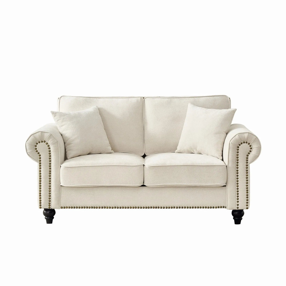 2 Seater Sofa With Rolled Arms, Tufted Upholstered Couch Home Essentials