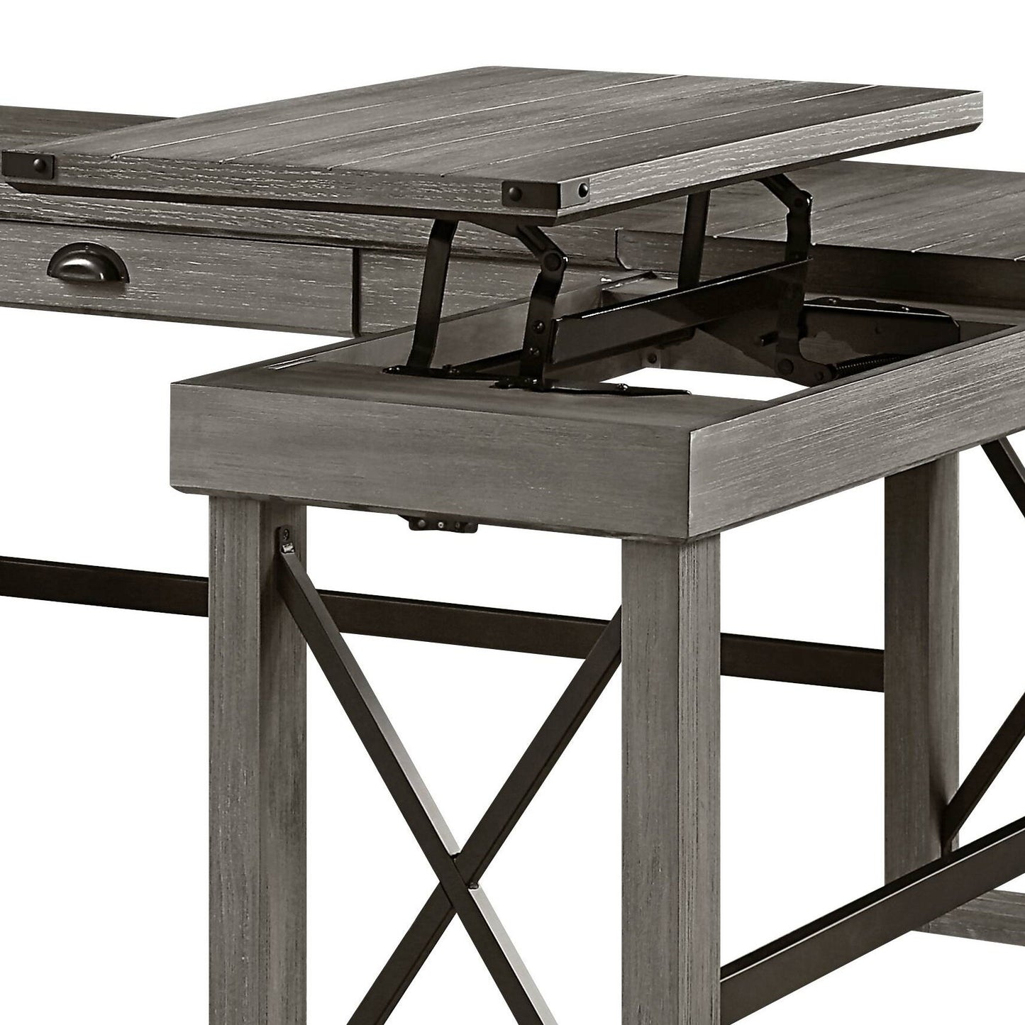 Talmar - Marble Top Weathered Writing Desk With Lift Top Acme