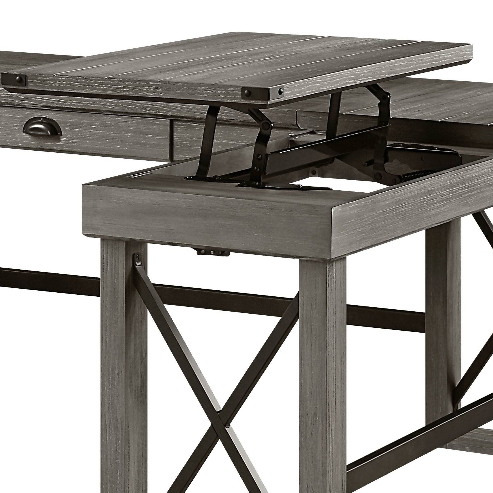 Talmar - Marble Top Weathered Writing Desk With Lift Top Acme