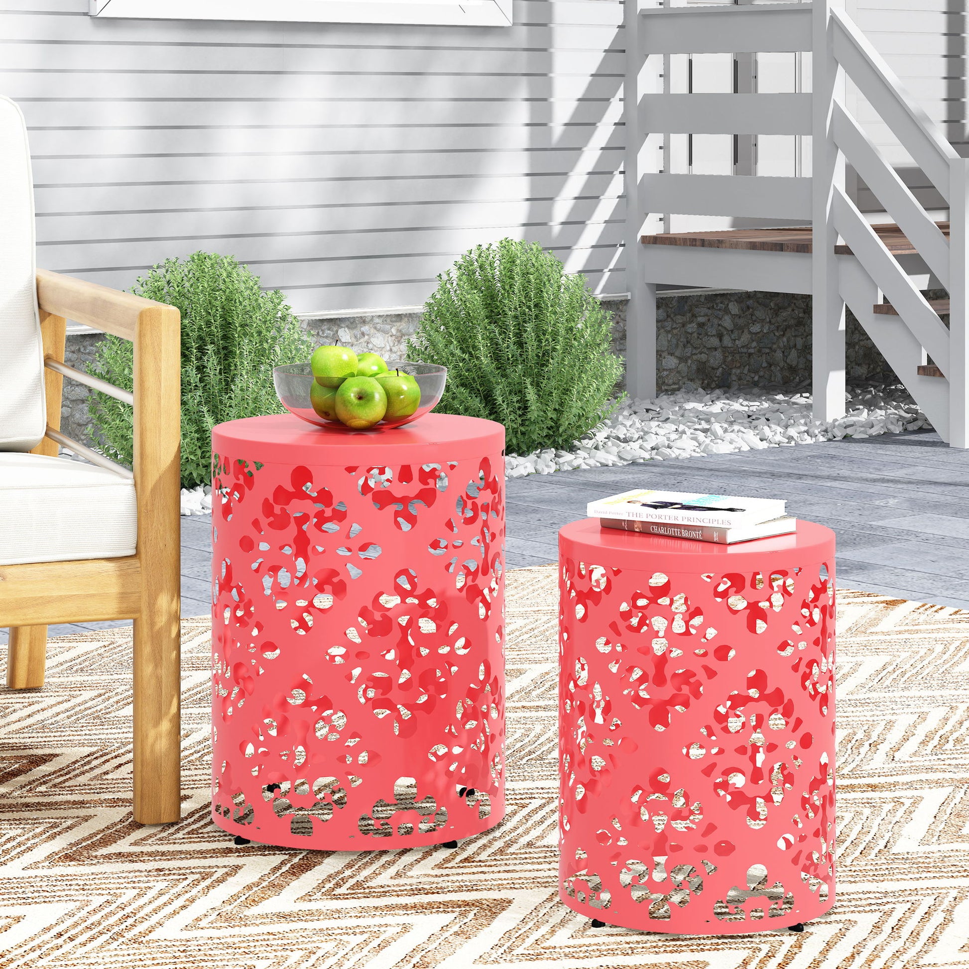Outdoor Metal Modern Design End Table Noble House