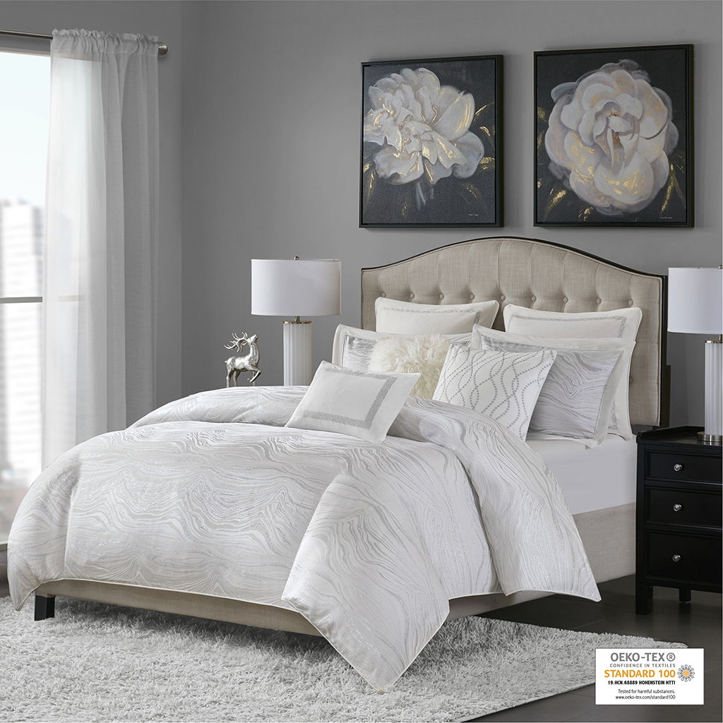 Hollywood Glam - King Comforter Set - White