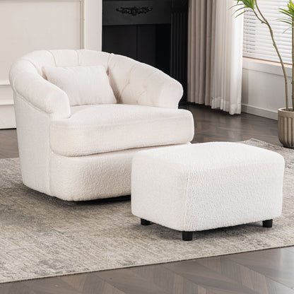 Swivel Chair With Ottoman, Modern Luxury Velvet Swivel Accent Chair, Comfy Round Armchair, Single Sofa Armchair With Lounge Seat For Bedroom / Office / Reading Spaces Home Essentials