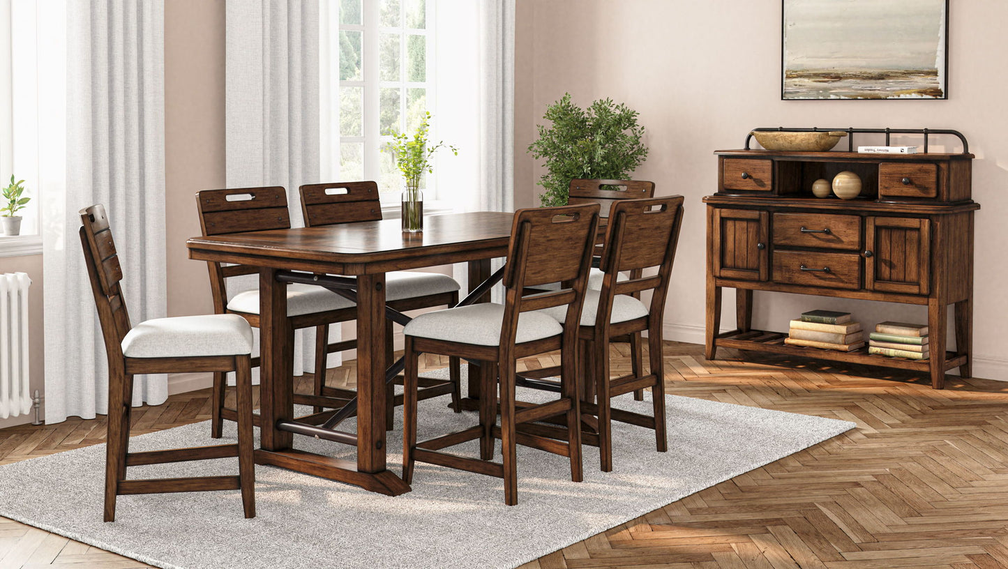 Casual Counter Height Double Pedestal Dining Table - Brown Bernards Furniture