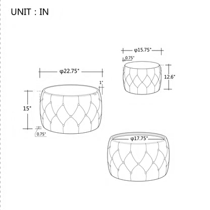 Nesting Ottomans 2 Piece With Tray, 4 In 1 Function Home Essentials