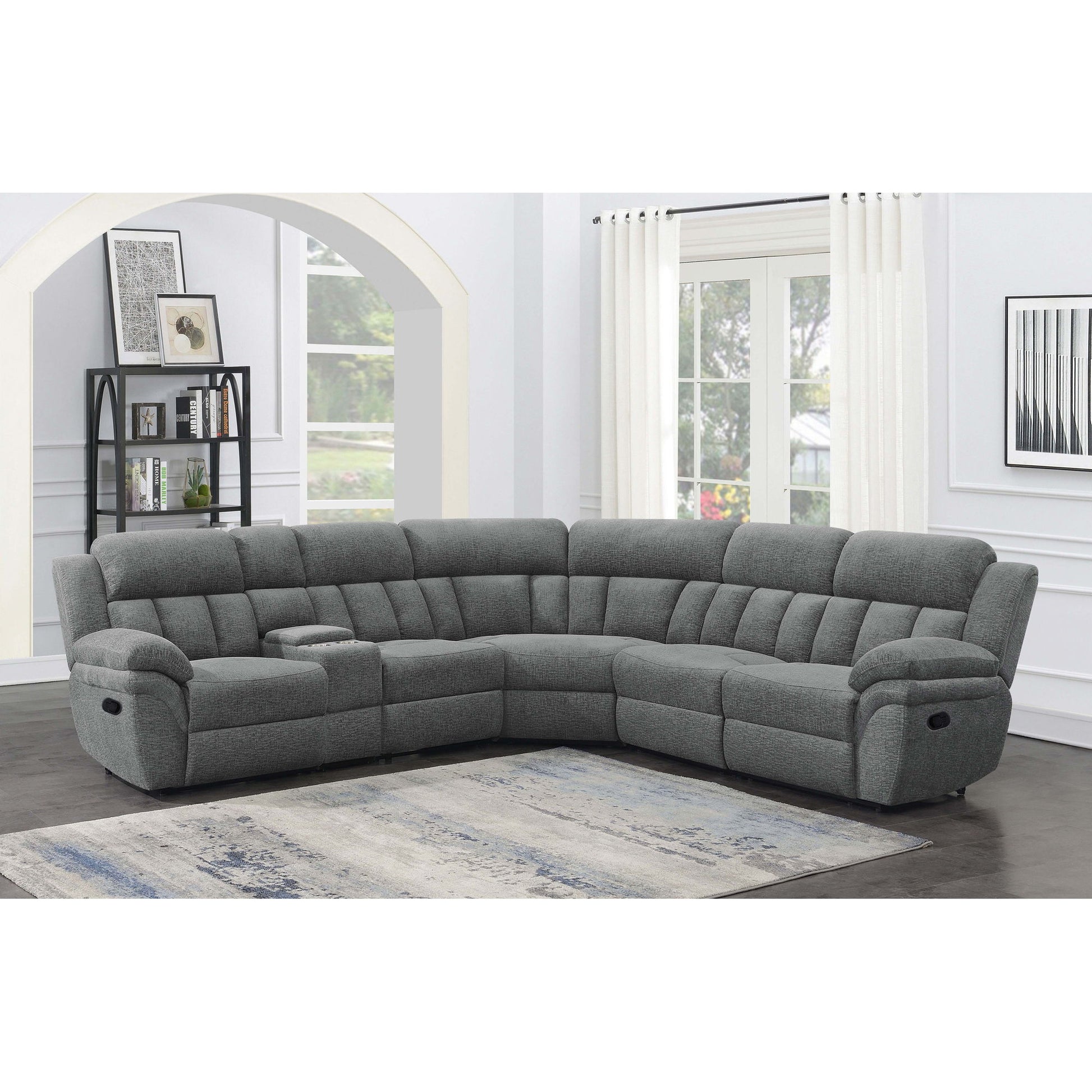 Divine - 6 Piece Reclining Sectional Sofa With Manual Recliners - Charcoal Furniture Max