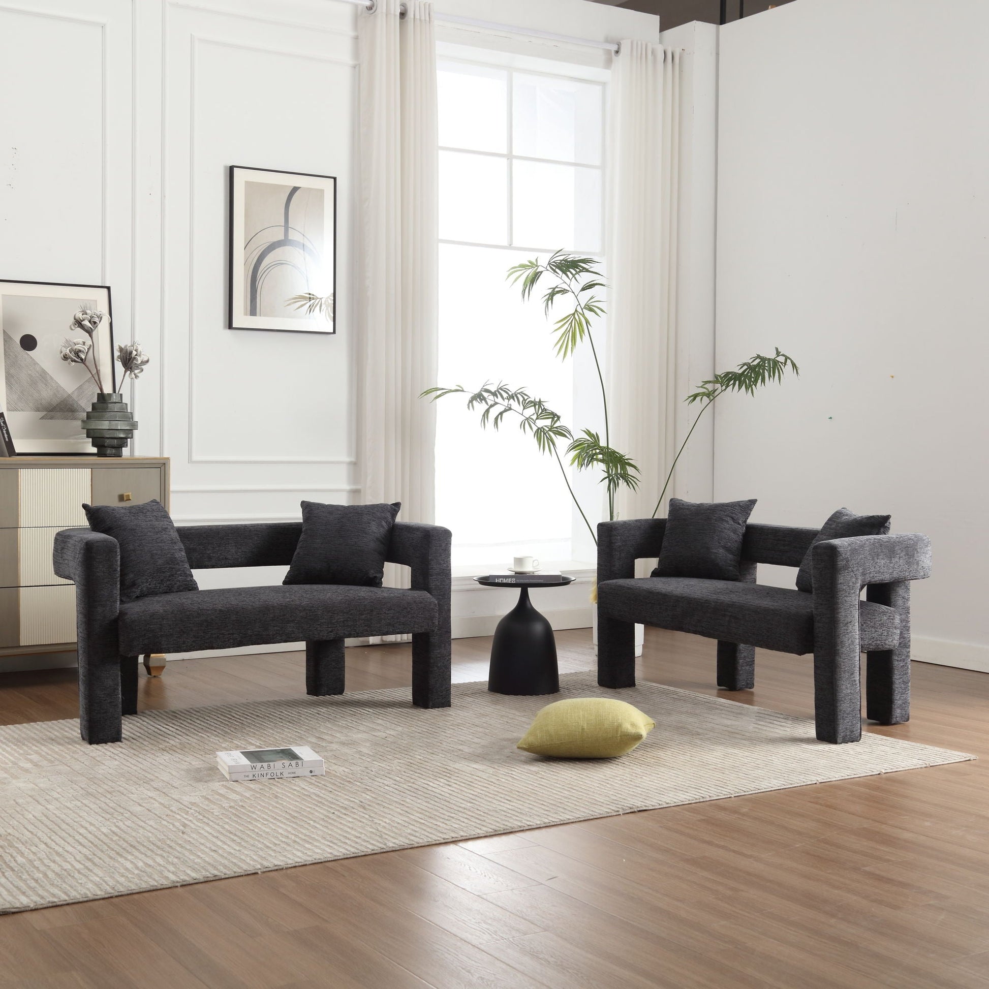 Modern Chenille Loveseat Sofa, Comfy Upholstered 2 Seater Home Essentials