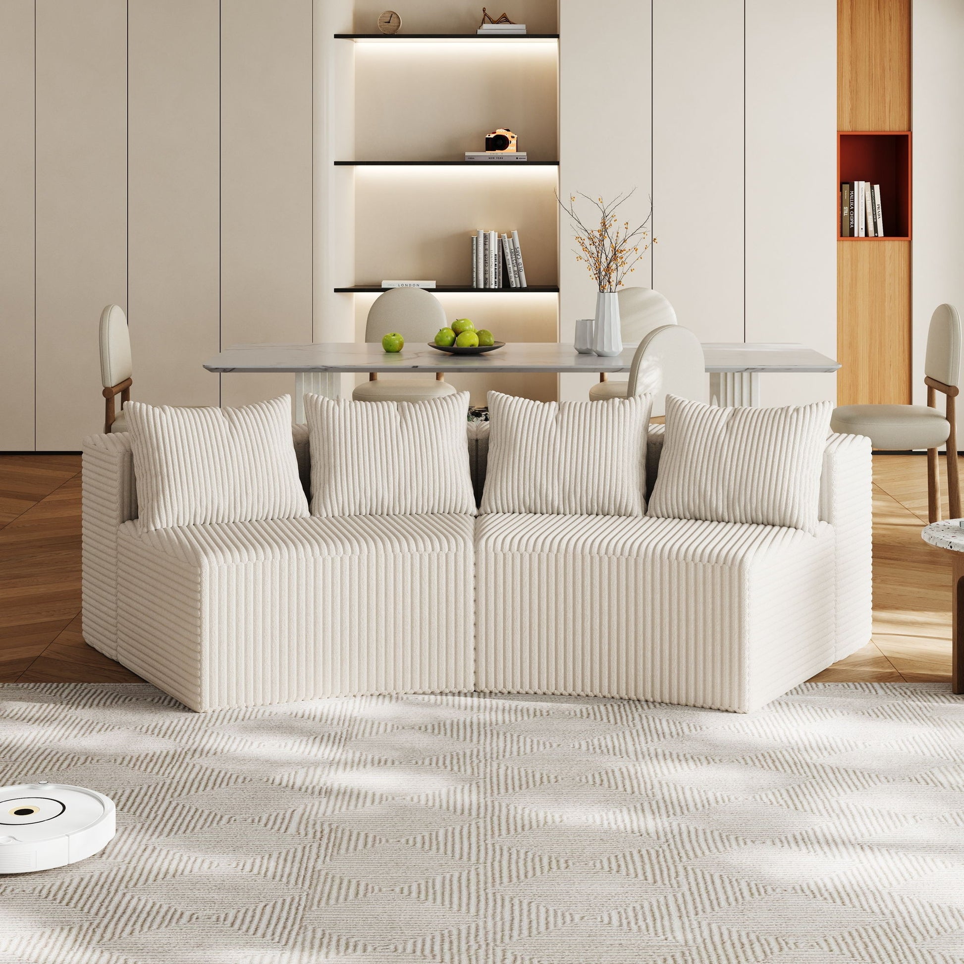 Curved Sectional Sofa With 4 Pillows, Modular Semi Circular Design Home Essentials