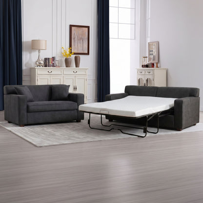 Convertible Sleeper Loveseat & Chair Set With Fold Out Mattress, Loveseat & Chair - Gray Home Essentials