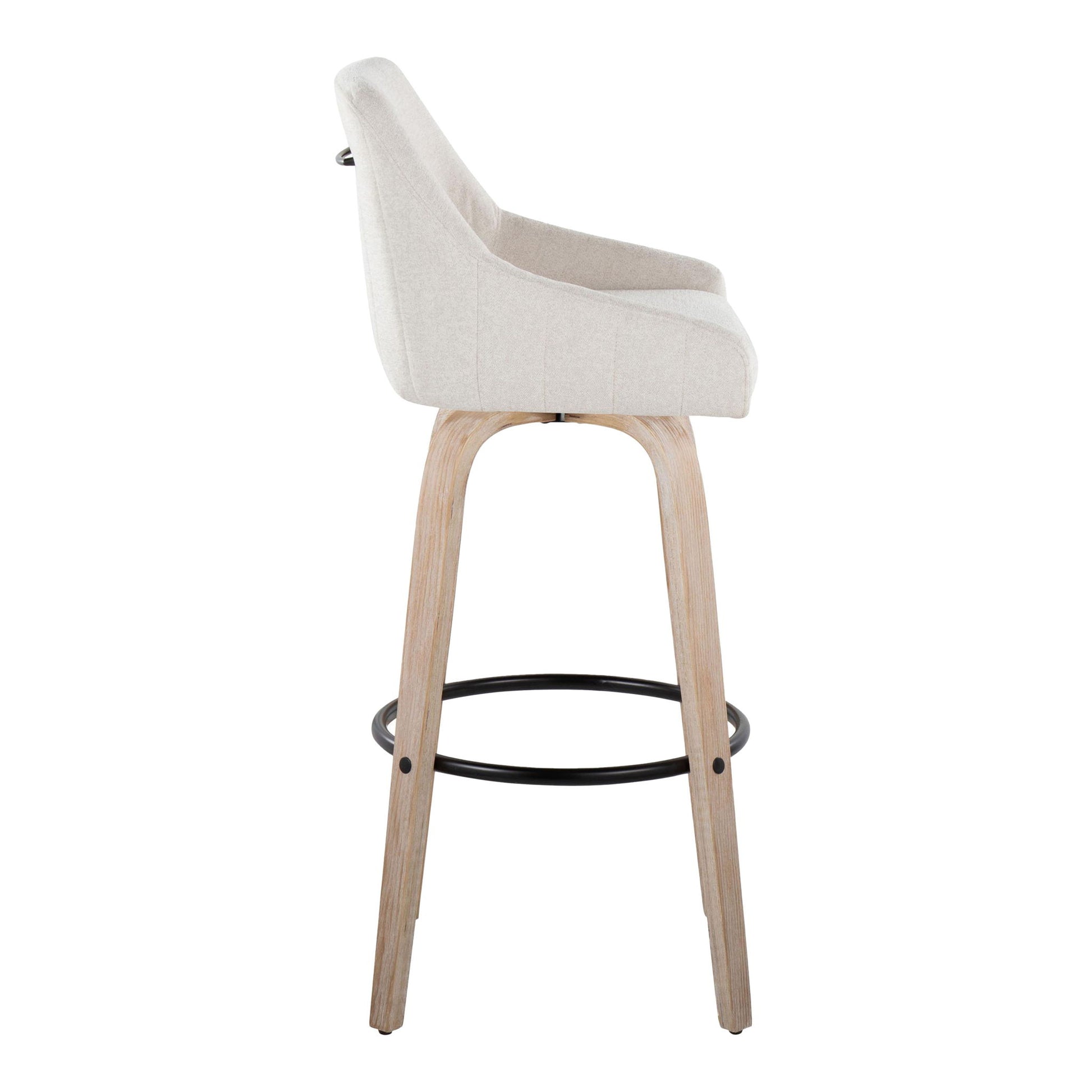 Hannah - Transitional Fixed Height Barstool With Swivel With Round Footrest (Set of 2) Lumi Source