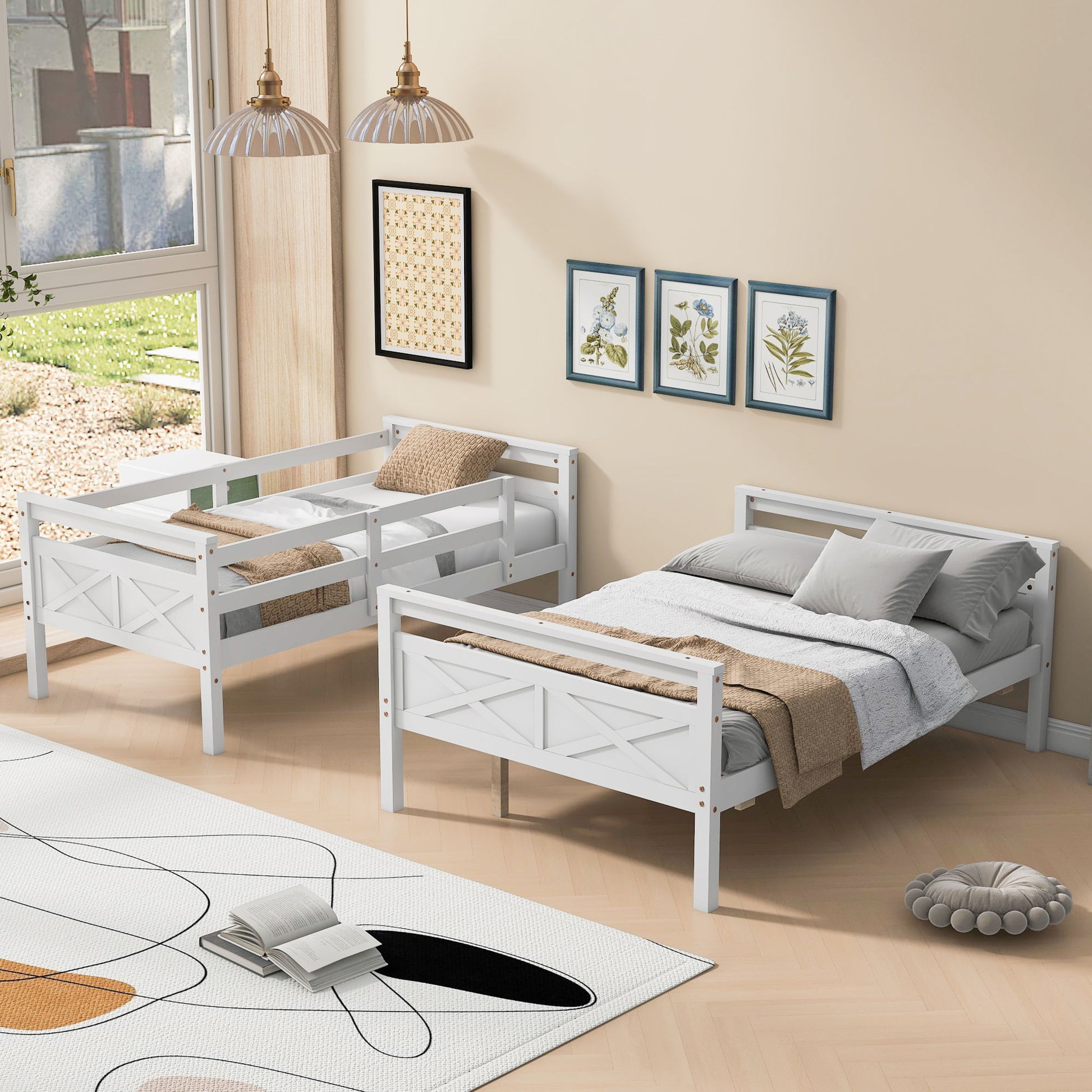 Bunk Bed With Ladder And Safety Guardrail Hearth and Haven