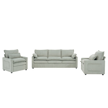 Modern Sofa Set With Double Layer Cushion And Side Storage Pockets Hearth and Haven