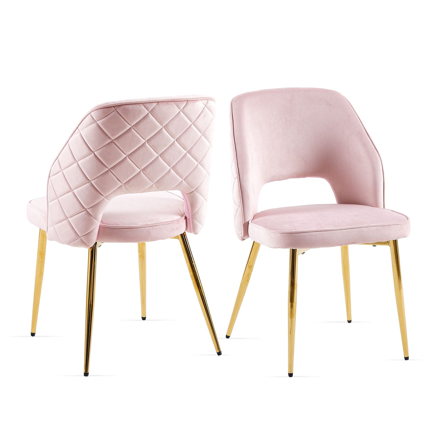 Velvet Dining Chairs With Metal Legs And Hollow Back Upholstered Dining Chairs Home Essentials
