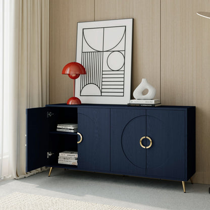 Modern Lacquered 4 Door Wooden Cabinet Sideboard Buffet Server Cabinet Storage Cabinet, For Living Room, Entryway, Hallway, Office, Kitchen And Dining Room Home Essentials