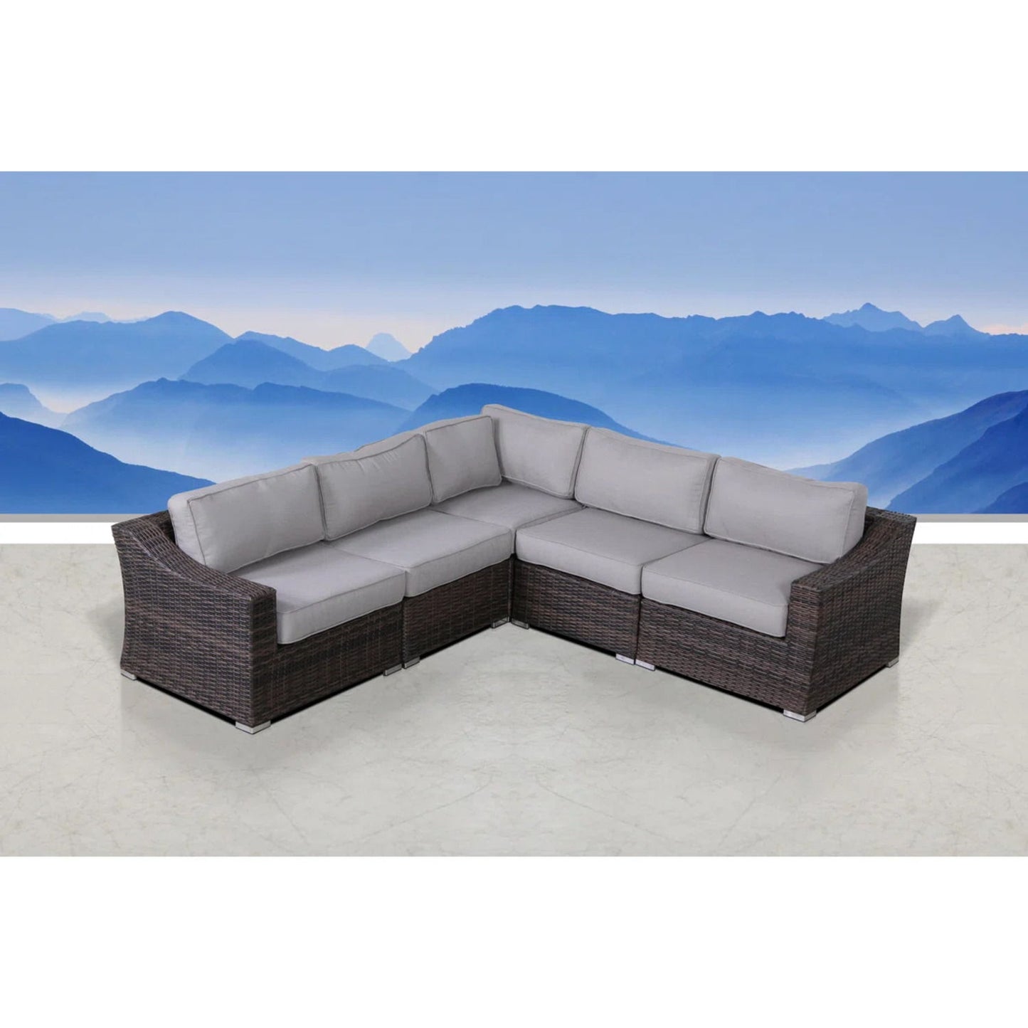 Contemporary Outdoor Rattan Wicker Sectional Seating Group With Cushions LSI Patio Furniture