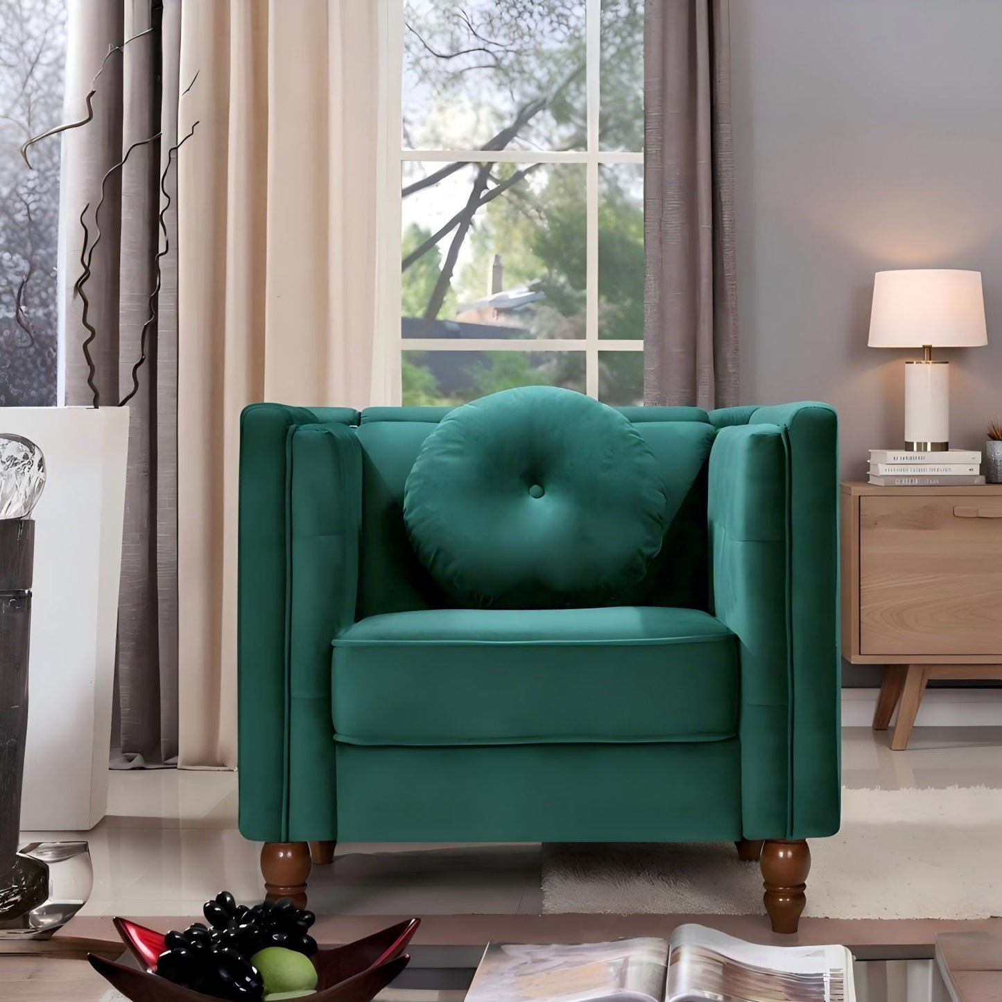 Chesterfield Accent Tufted Square Arm Side Chair US Pride