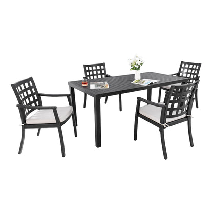 5 Pieces Outdoor Patio Dining Set, Rectangular Table And 4 Stationary Dining Chairs - Ember Black Life Outside