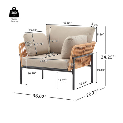 Rope Lounge Chair With Cushions For Modern Spaces Noble House