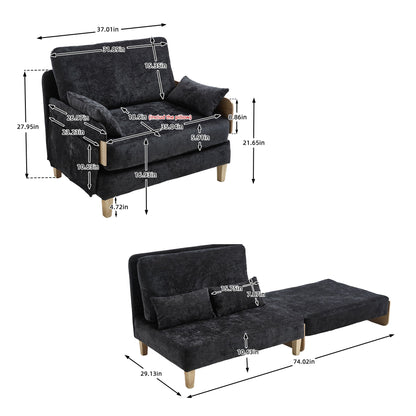 Mid Century Modern Foldable Sofa Bed, 3 In 1 Convertible Sleeper With 3 Pillows Home Essentials