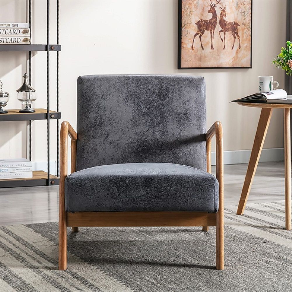Classic Mid-Century Modern Accent Chairs, Open Framed Armchair With Cushioning US Pride