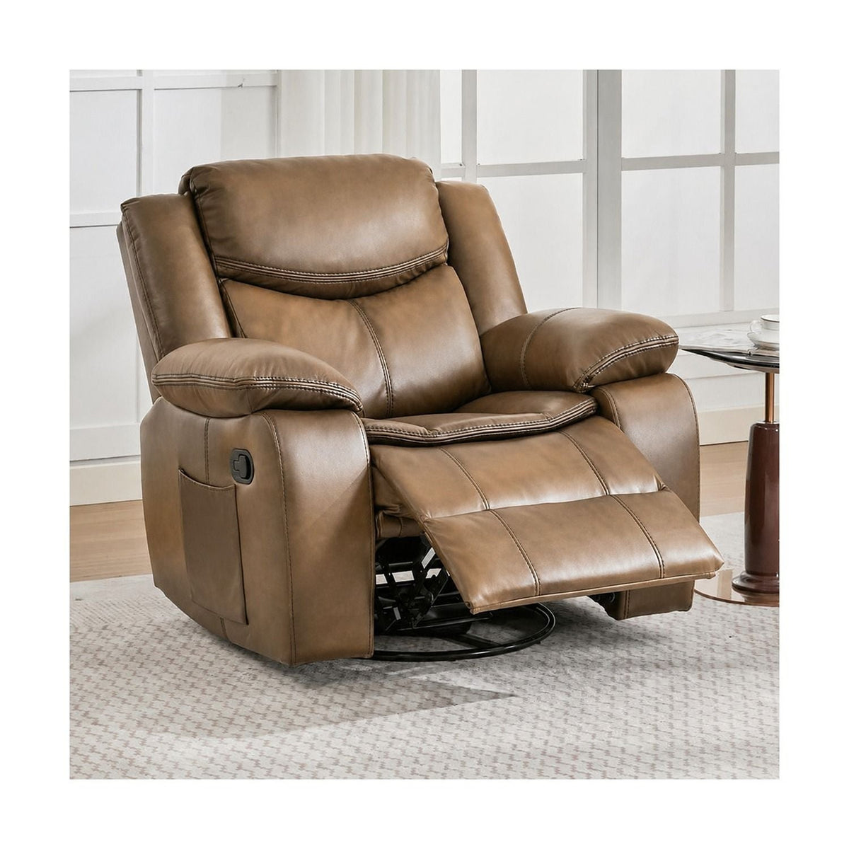 Rocker Recliner Chair With Manual Recline And 360° Swivel Base Home Essentials