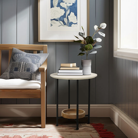 Beaumont - End Table - White / Natural Madison Park