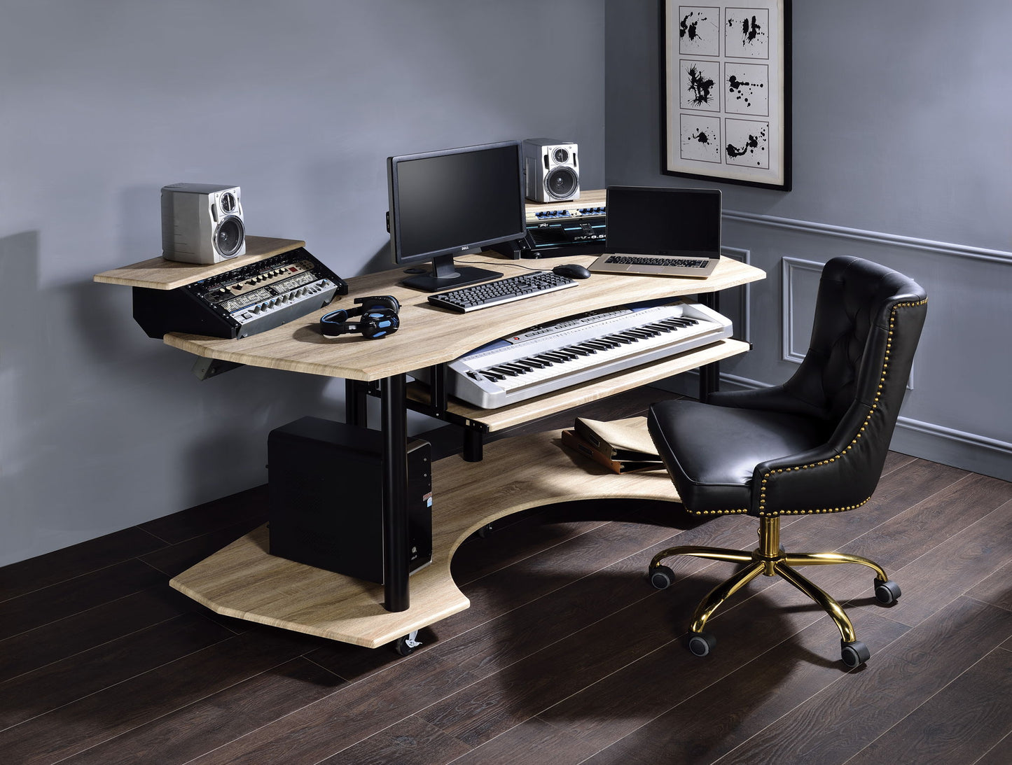 Eleazar - Music Recording Studio Desk - Wood Acme