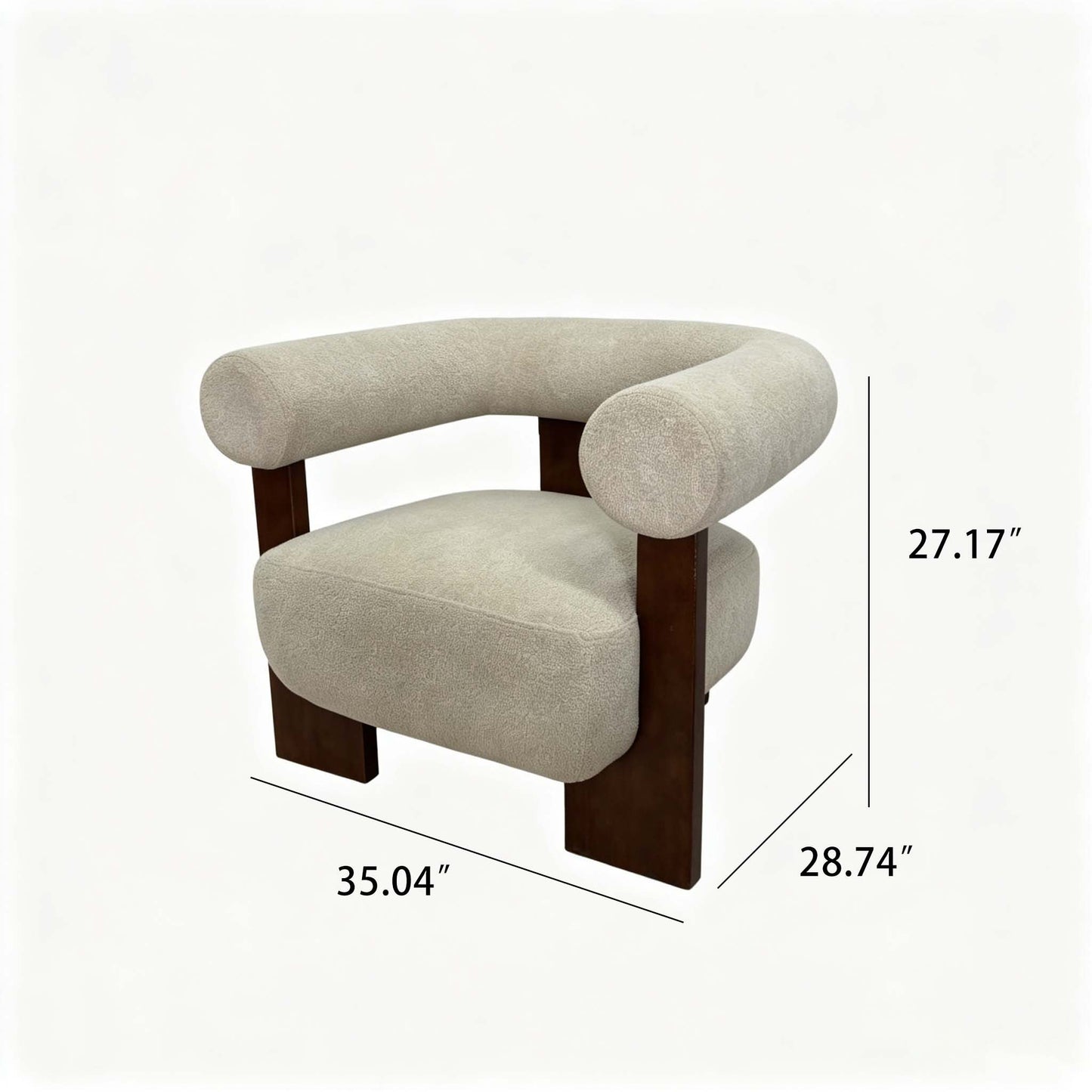 C - Shaped Chunky Arm Accent Chair - Beige / Brown Home Essentials