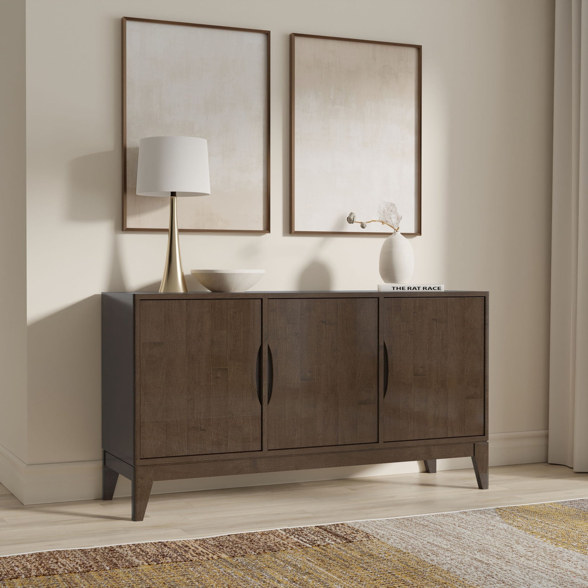 Harper - 3 Door Sideboard Buffet / Storage Cabinet - Walnut Brown Simpli-Home