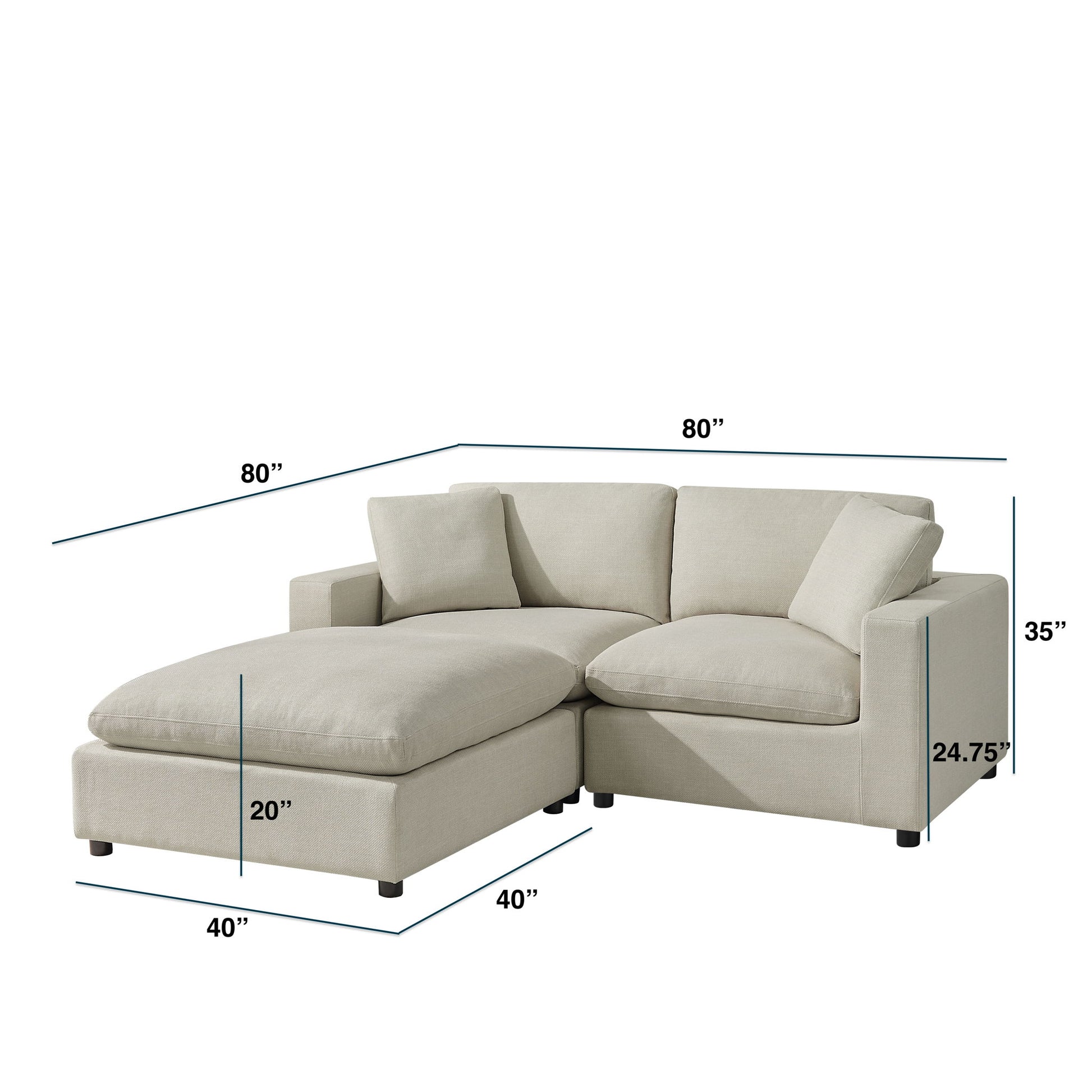 Cassandra - Sofa With Ottoman Home Essentials