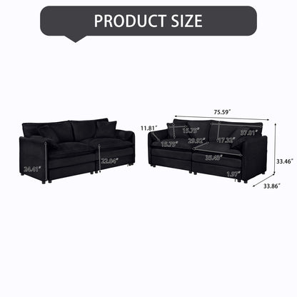 Modern Oversized Deep Seat Luxury 2 Piece Sofa Set With 4 Pillows Home Essentials
