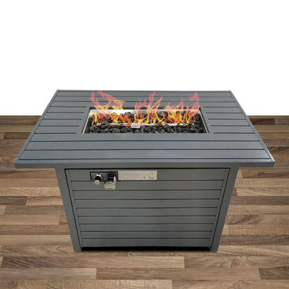 Outdoor Fire Pit Table With Lid, Durable Construction - Gray LSI Patio Furniture