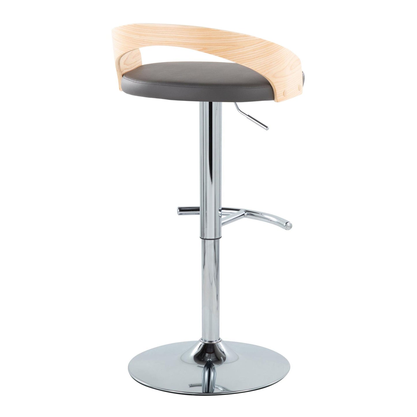 Grotto - Contemporary Adjustable Barstool, Swivel With Rounded T Footrest (Set of 2) Lumi Source