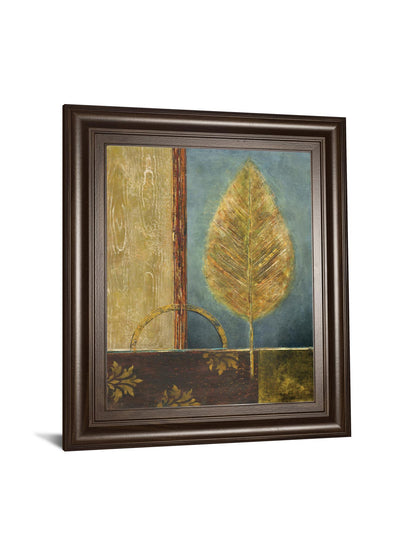 Azure Leaf By Viola Lee - Framed Print Wall Art - Bronze