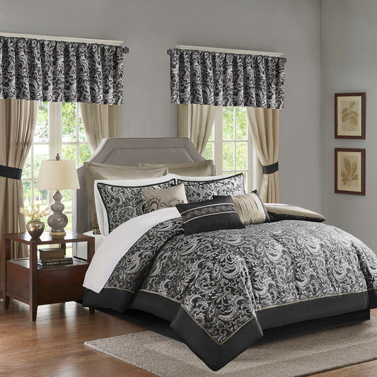 Brystol - 24 Piece King Room in a Bag - Black Madison Park Essentials